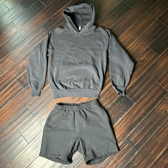 Heavy cotton long sleeve hoodie & drawstring waist Short set Los Angeles Apparel